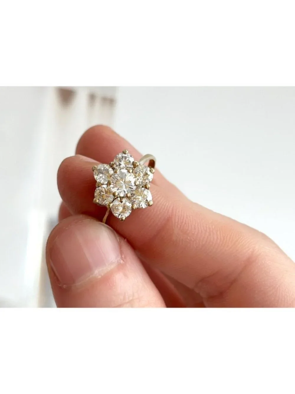Gold Overlay Cubic Zirconia Vermeil Sterling Silver 925 Vintage Ring - sz 7